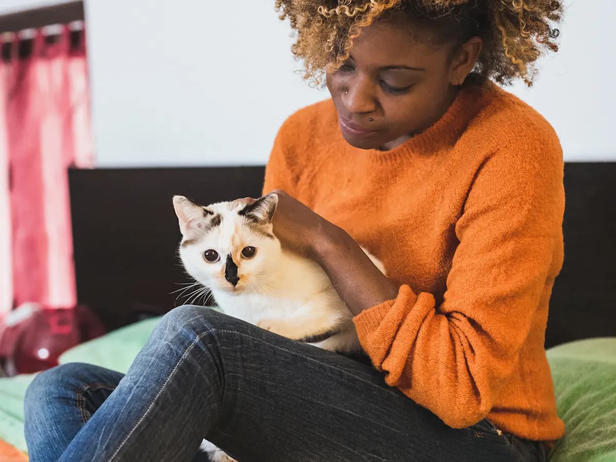 woman with cat